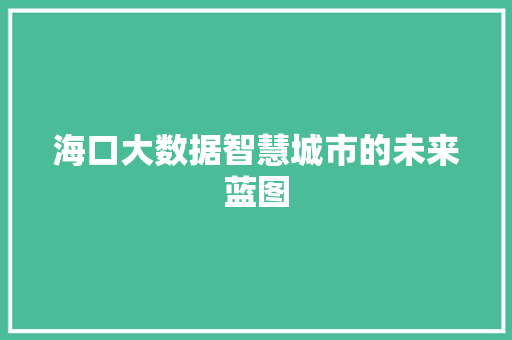 海口大数据智慧城市的未来蓝图