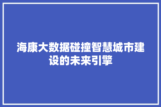 海康大数据碰撞智慧城市建设的未来引擎
