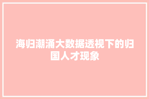 海归潮涌大数据透视下的归国人才现象  第1张