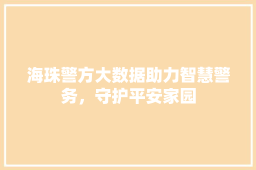 海珠警方大数据助力智慧警务，守护平安家园