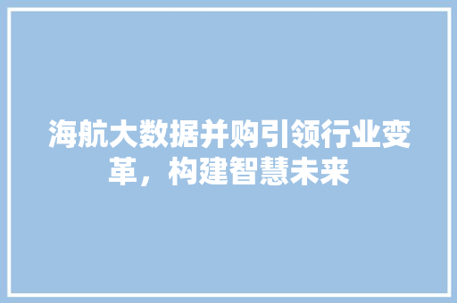 海航大数据并购引领行业变革，构建智慧未来