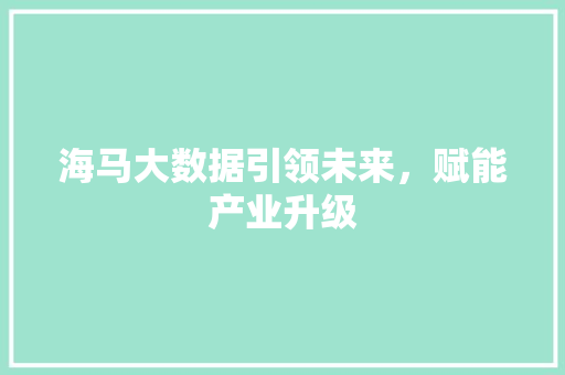 海马大数据引领未来，赋能产业升级  第1张