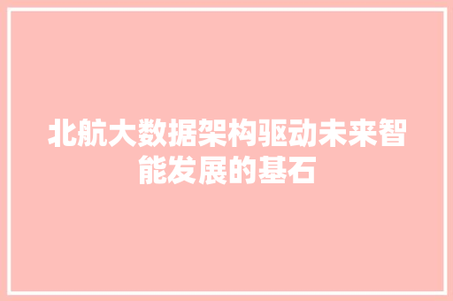 北航大数据架构驱动未来智能发展的基石