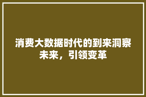 消费大数据时代的到来洞察未来，引领变革  第1张