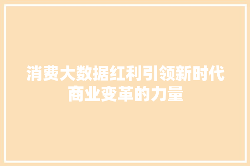 消费大数据红利引领新时代商业变革的力量  第1张