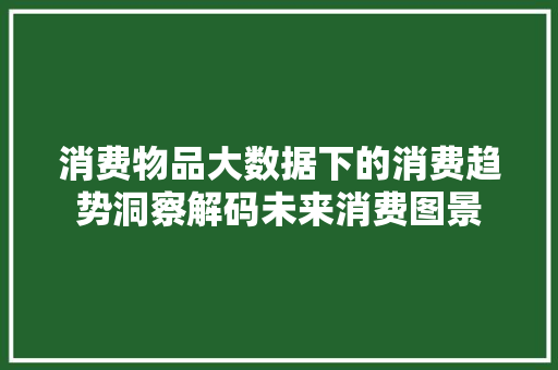 消费物品大数据下的消费趋势洞察解码未来消费图景
