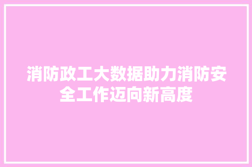 消防政工大数据助力消防安全工作迈向新高度  第1张