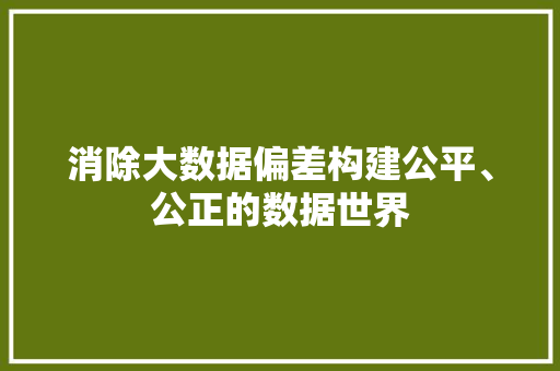 消除大数据偏差构建公平、公正的数据世界