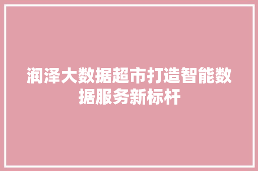 润泽大数据超市打造智能数据服务新标杆  第1张