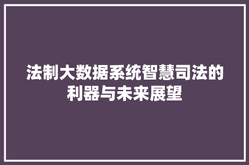 法制大数据系统智慧司法的利器与未来展望