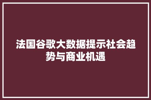 法国谷歌大数据提示社会趋势与商业机遇