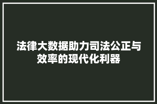 法律大数据助力司法公正与效率的现代化利器  第1张