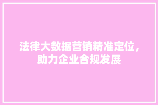 法律大数据营销精准定位，助力企业合规发展