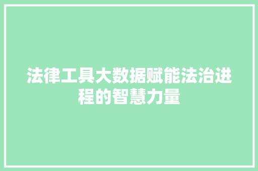 法律工具大数据赋能法治进程的智慧力量