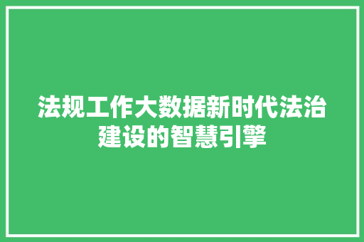 法规工作大数据新时代法治建设的智慧引擎