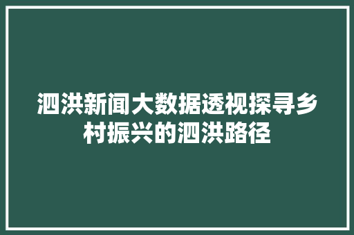 泗洪新闻大数据透视探寻乡村振兴的泗洪路径  第1张