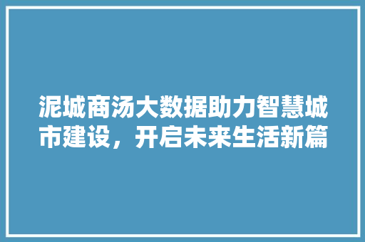 泥城商汤大数据助力智慧城市建设，开启未来生活新篇章