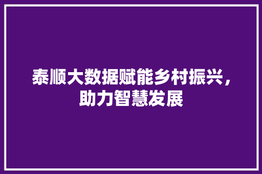 泰顺大数据赋能乡村振兴，助力智慧发展  第1张