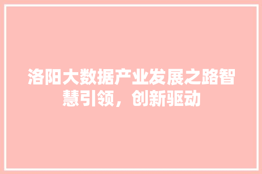 洛阳大数据产业发展之路智慧引领，创新驱动  第1张