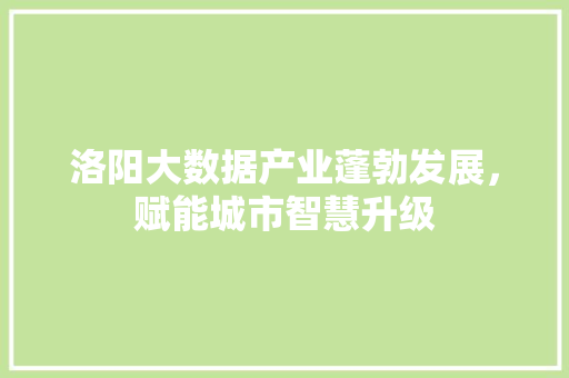 洛阳大数据产业蓬勃发展，赋能城市智慧升级  第1张