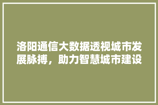 洛阳通信大数据透视城市发展脉搏，助力智慧城市建设  第1张