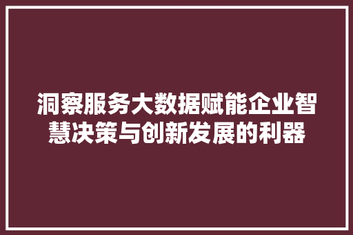 洞察服务大数据赋能企业智慧决策与创新发展的利器