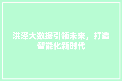 洪泽大数据引领未来，打造智能化新时代  第1张