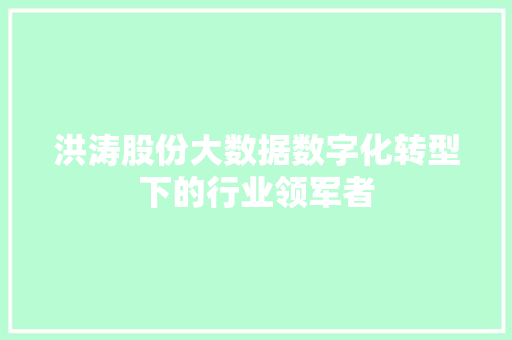 洪涛股份大数据数字化转型下的行业领军者