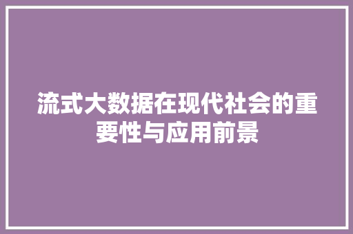 流式大数据在现代社会的重要性与应用前景  第1张