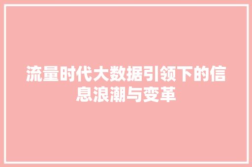 流量时代大数据引领下的信息浪潮与变革  第1张