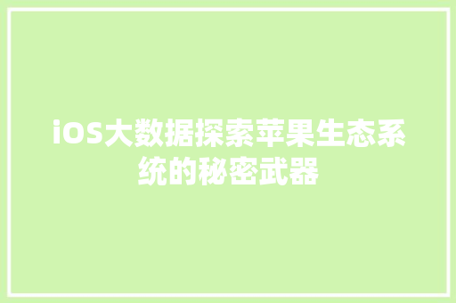 iOS大数据探索苹果生态系统的秘密武器