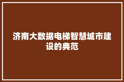 济南大数据电梯智慧城市建设的典范