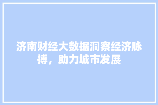 济南财经大数据洞察经济脉搏，助力城市发展