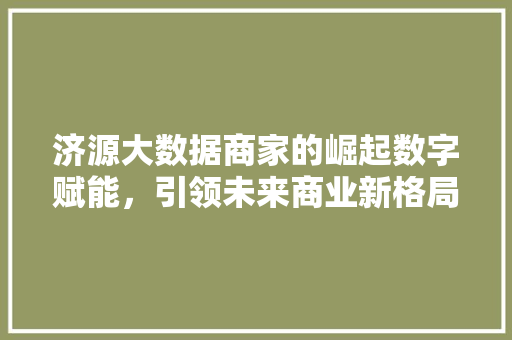 济源大数据商家的崛起数字赋能，引领未来商业新格局