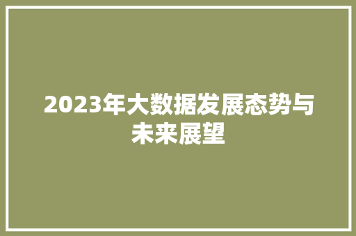 2023年大数据发展态势与未来展望