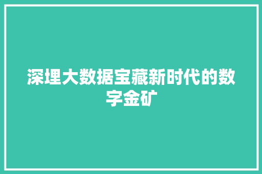 深埋大数据宝藏新时代的数字金矿  第1张