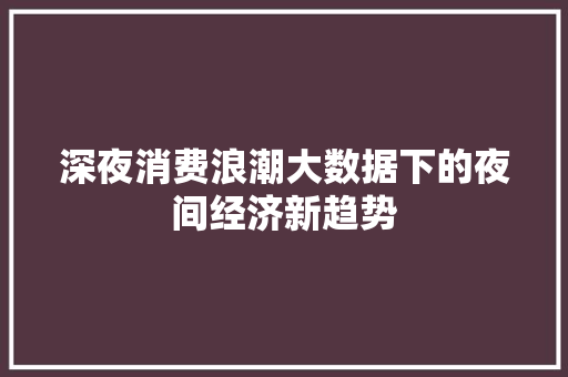 深夜消费浪潮大数据下的夜间经济新趋势  第1张