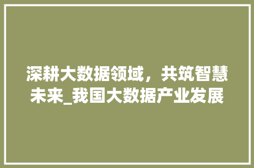 深耕大数据领域，共筑智慧未来_我国大数据产业发展喜报频传  第1张
