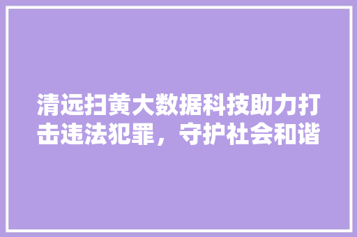 清远扫黄大数据科技助力打击违法犯罪，守护社会和谐稳定  第1张