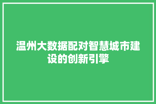 温州大数据配对智慧城市建设的创新引擎  第1张