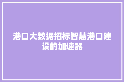 港口大数据招标智慧港口建设的加速器