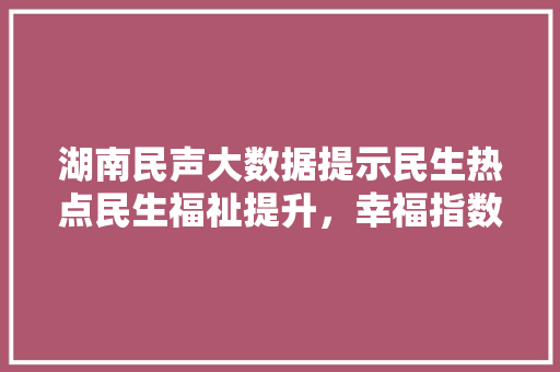 湖南民声大数据提示民生热点民生福祉提升，幸福指数攀升