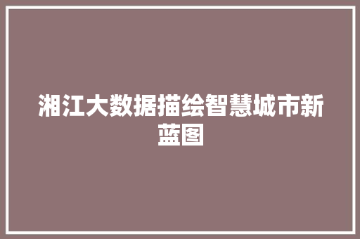 湘江大数据描绘智慧城市新蓝图  第1张