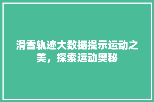 滑雪轨迹大数据提示运动之美，探索运动奥秘