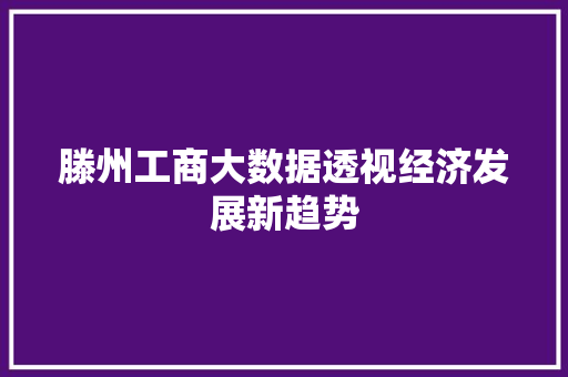滕州工商大数据透视经济发展新趋势