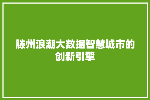 滕州浪潮大数据智慧城市的创新引擎