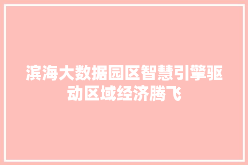 滨海大数据园区智慧引擎驱动区域经济腾飞