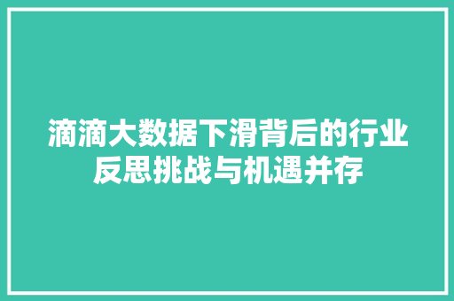 滴滴大数据下滑背后的行业反思挑战与机遇并存  第1张