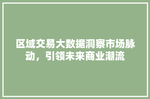 区域交易大数据洞察市场脉动，引领未来商业潮流  第1张