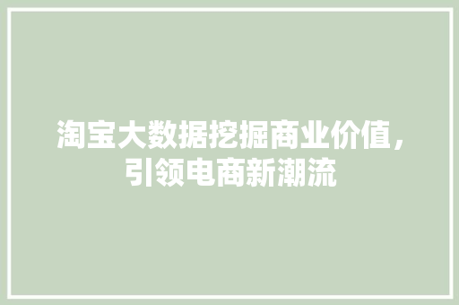 淘宝大数据挖掘商业价值，引领电商新潮流  第1张